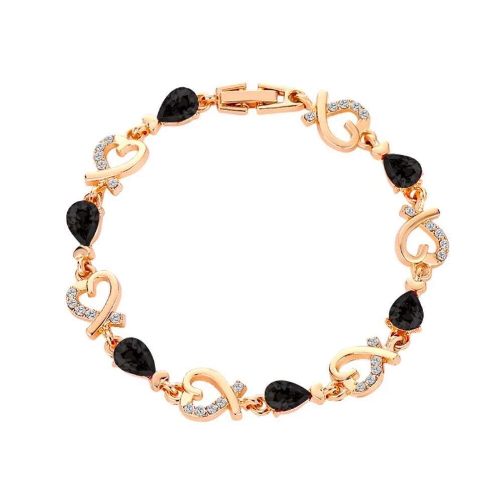 SUMENG New 5 Colors Beautiful Colorful Austrian Crystal Heart Chain Bracelet For Women Fashion Jewelry Gifts 2024