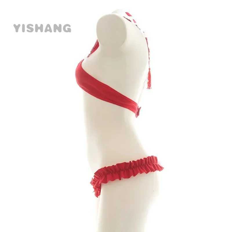 Sexy Red Santa Christmas Lingerie costume Cute hollow out bimini Bownot Underwear Pajamas Christmas Lingerie Cosplay Bra SetXJ250301