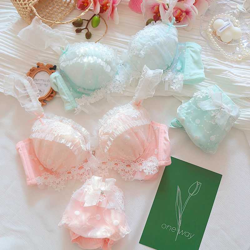 Water-soluble lace underwear set sequins embroidery thin push up women lingerie with steel ring large size bra setsXJ250301