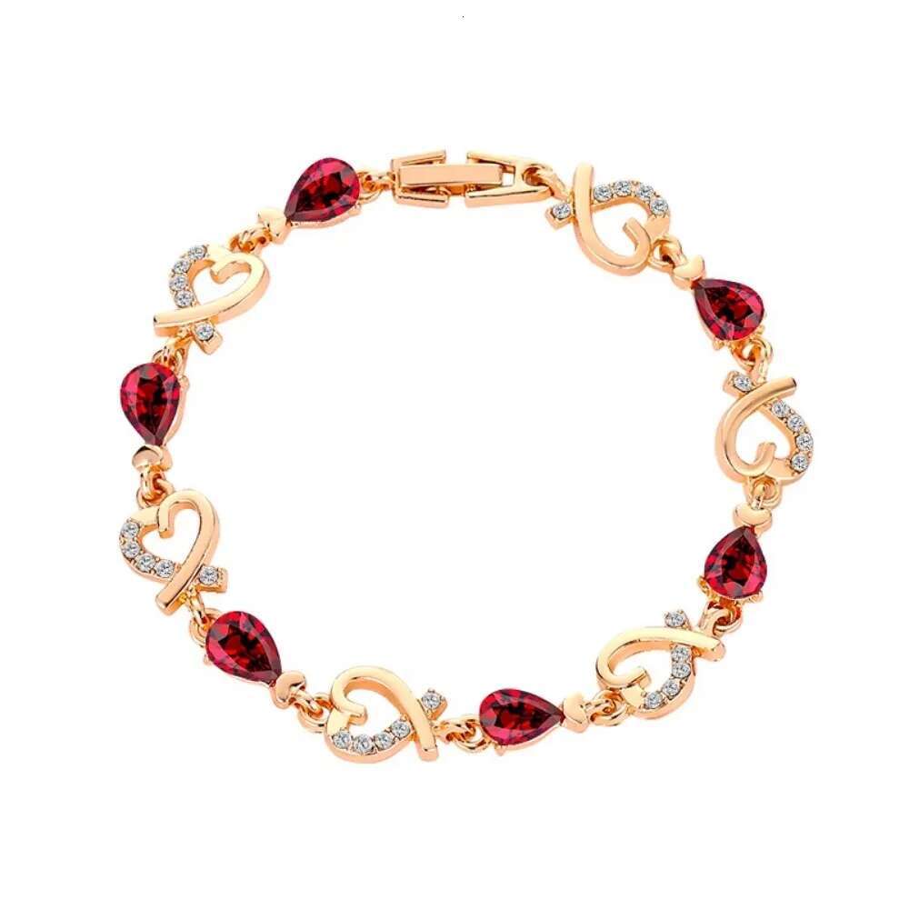 SUMENG New 5 Colors Beautiful Colorful Austrian Crystal Heart Chain Bracelet For Women Fashion Jewelry Gifts 2024