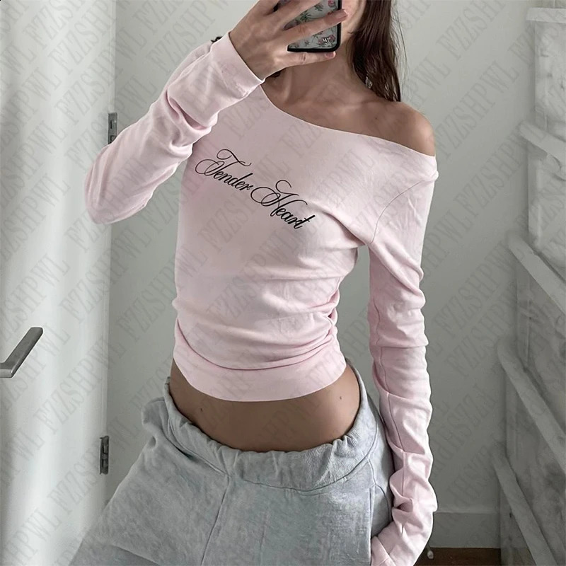 Y2K Emo Girl Gothic Letters Printed Casual Long Sleeve T-Shirt Harajuku Retro Punk Rock Hip Hop Aesthetic Top Womens Streetwear 250228