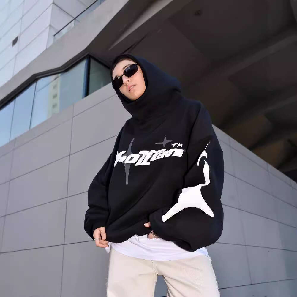 American street men's and women's loose hoodie Y2K star letter print casual trendy design high neck top gift for man