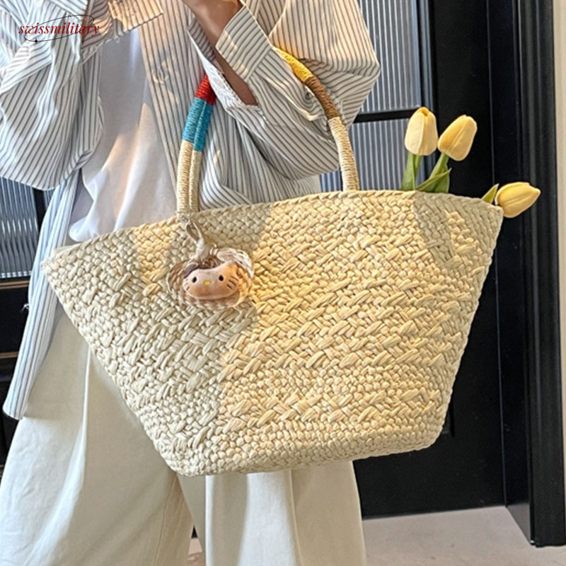 2025 large capacity new casual bag, single shoulder grass woven vacation beach, summer underarm trendy ins bag #swissmilitary