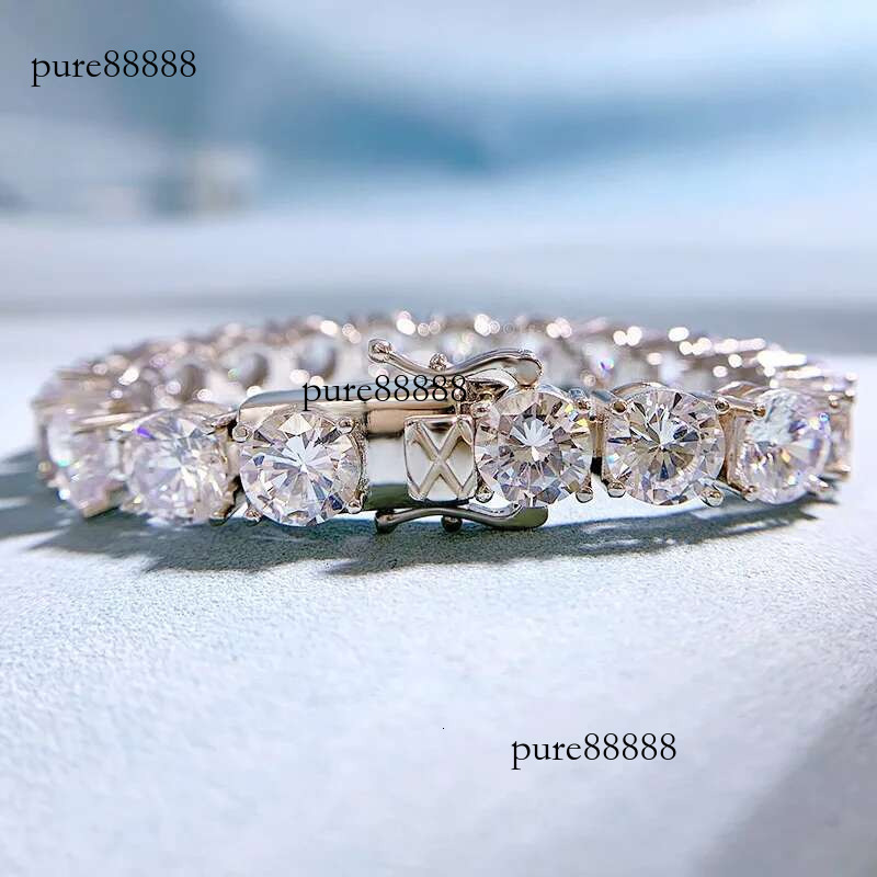 SpringLady Gold Plated 8MM Created Sapphire Dia Tennis Chain Bracelet Sterg Sier Hiphop Rock Jewelry