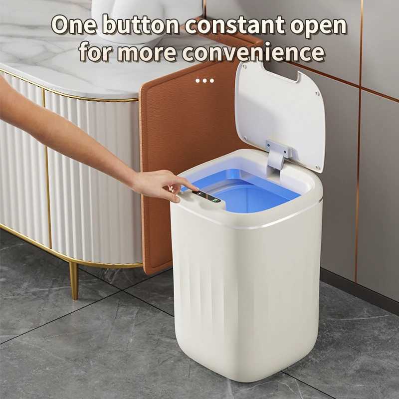 24L Smart Trash Can with UV Light Autatic Sensor Trash Can Smart Garbage for Kitchen Bathroom Toilet Wastebasket with Lid Y250301