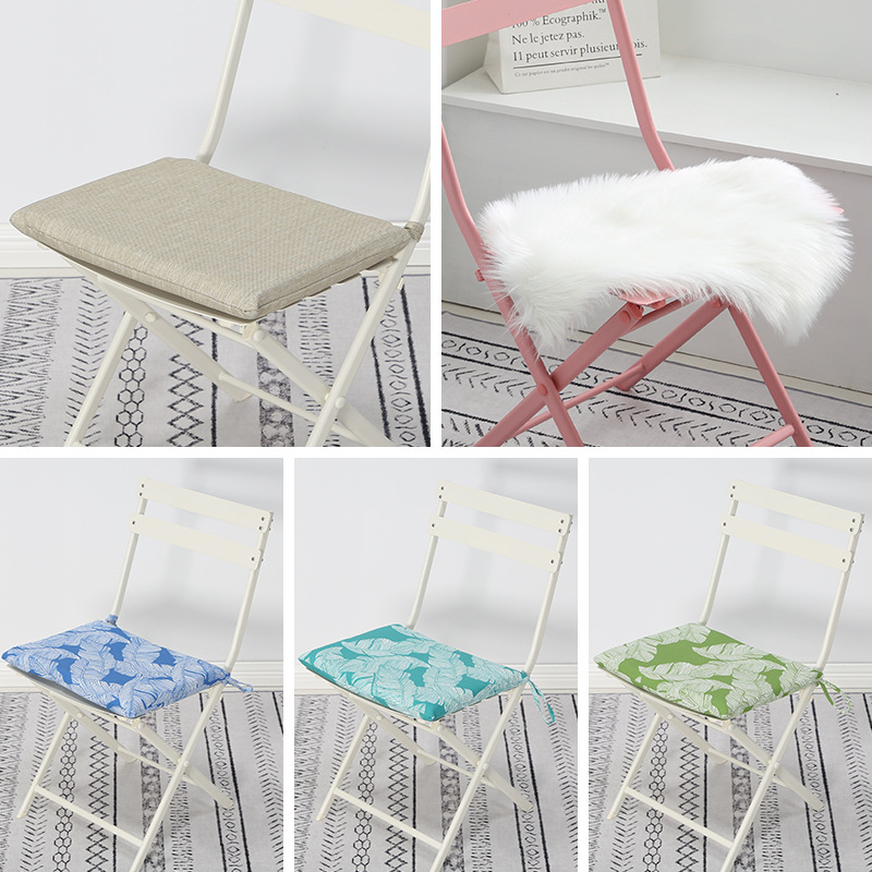 Horseshoe Windsor chair folding chair dining chair cushion winter plush household milk tea store chair imitation wool square cushion