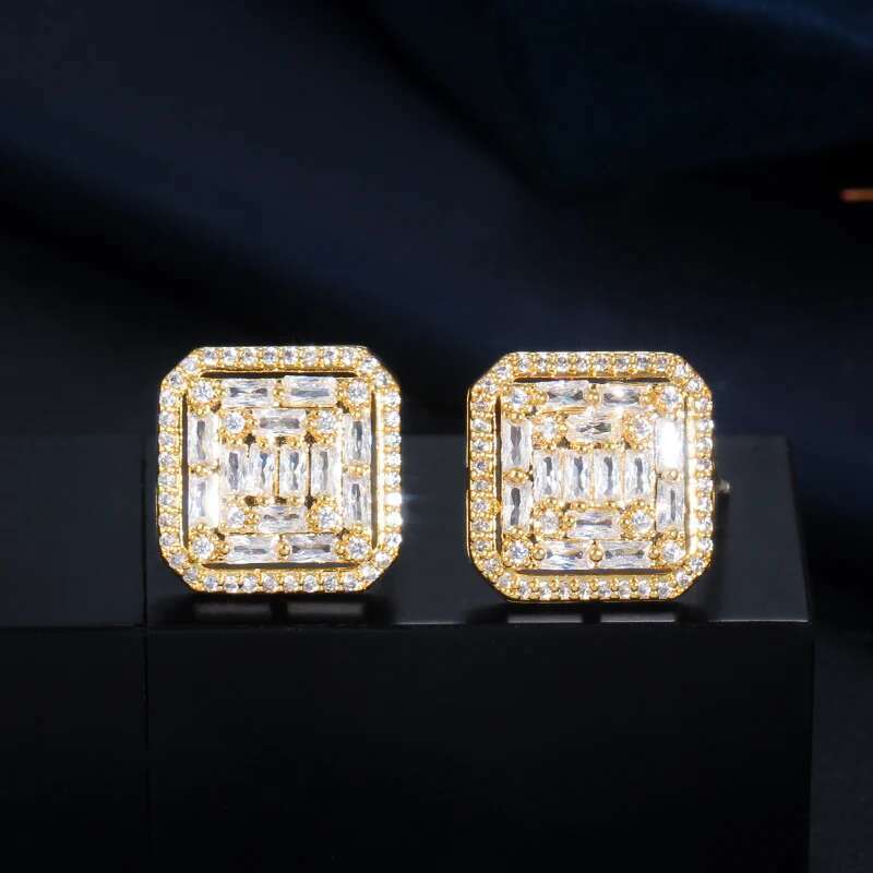 CWWZircons 2022 New Fashion Cubic Zirconia Big Square Stud Earring for Women Jewelry Wedding Brincos Boucle D'oreille CZ730