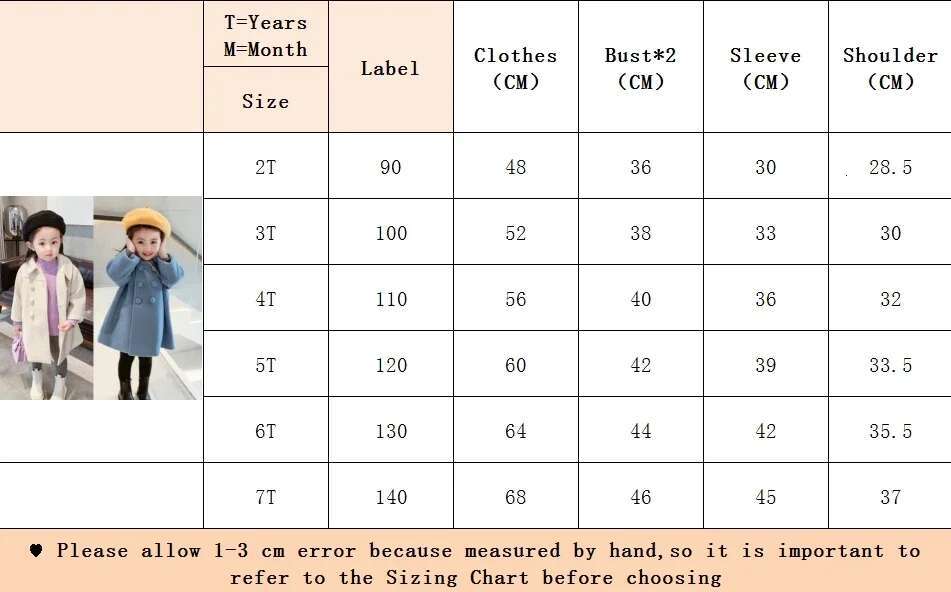 Ddmyshoesvip Children Coats Girls Mid Length Padded Double Breasted Tweed Winter Coat Baby Girl Clothes Kids Jacket