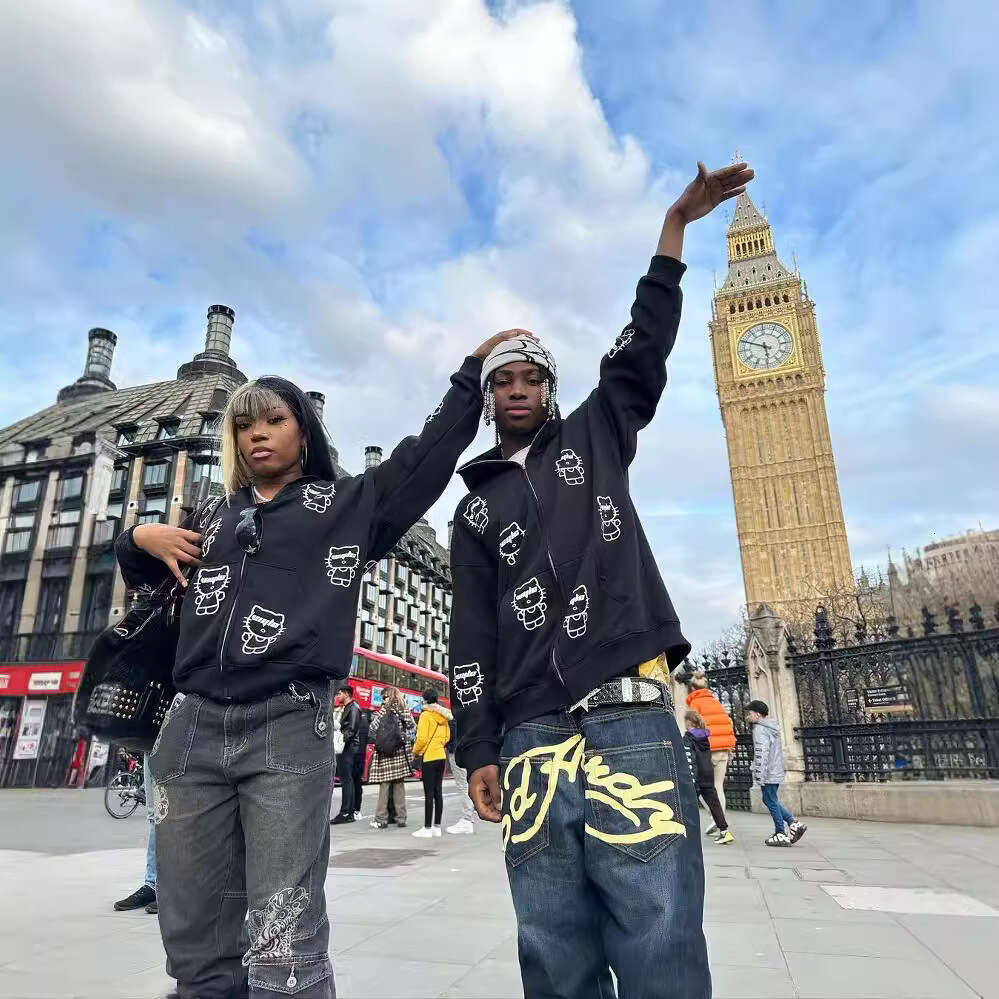 Letter printed trendy brand cardigan jacket with loose zipper hoodie for men and women's sweaters gift for man