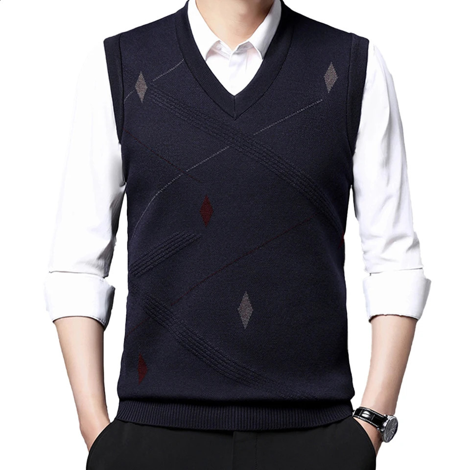 Mens Slim Fit Sweater Vest Knitted Tank Top Sleeveless Pullover Striped Retro Preppystyle Simple Allmatch Sweaters 250225
