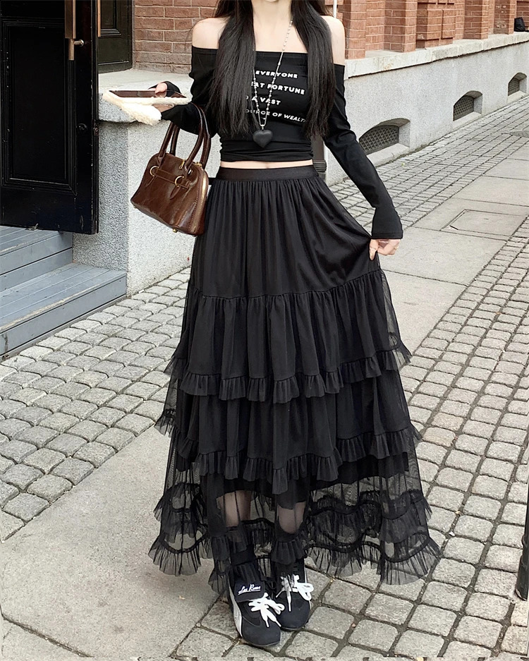 High Quality Wedding Mesh Skirt Women 2025 Summer French Romantic High Waist Long Skirt Female Elegant Streetwear Holiday Faldas 250224