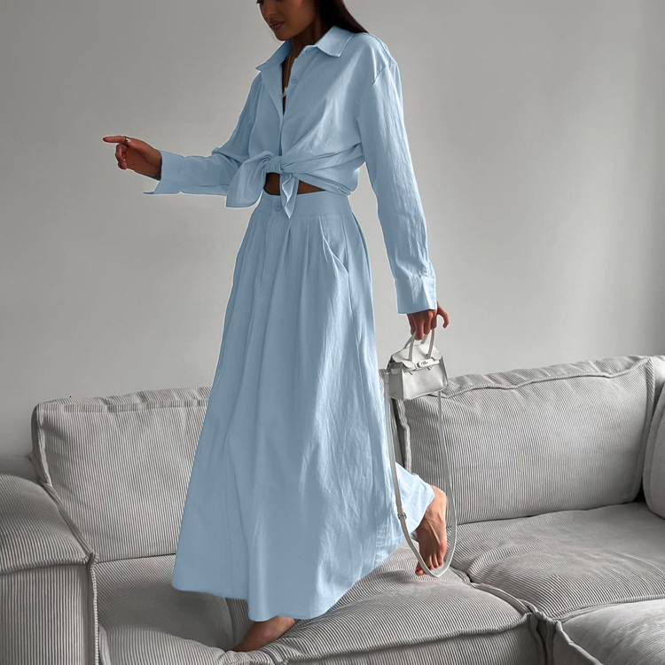 New4 Women's New INS Style Long Sleeved Shirt And Skirt Two-Piece Set With Temperament Commuting Suit