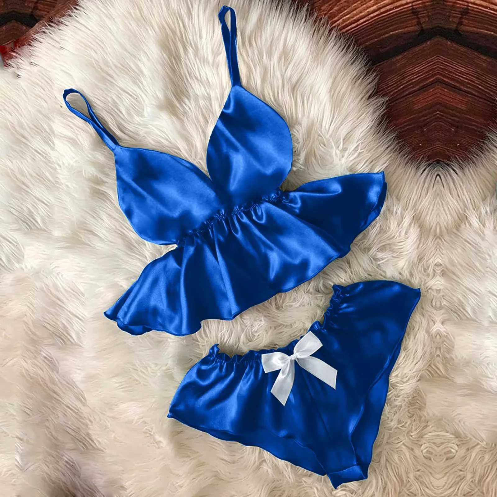 Women Sleepwear Sexy Underwear Set V-neck Bowknot Shorts Stain Camisole Gift Fast Delivery 2 Pieces Femme Clothes Home ClothesXJ250301