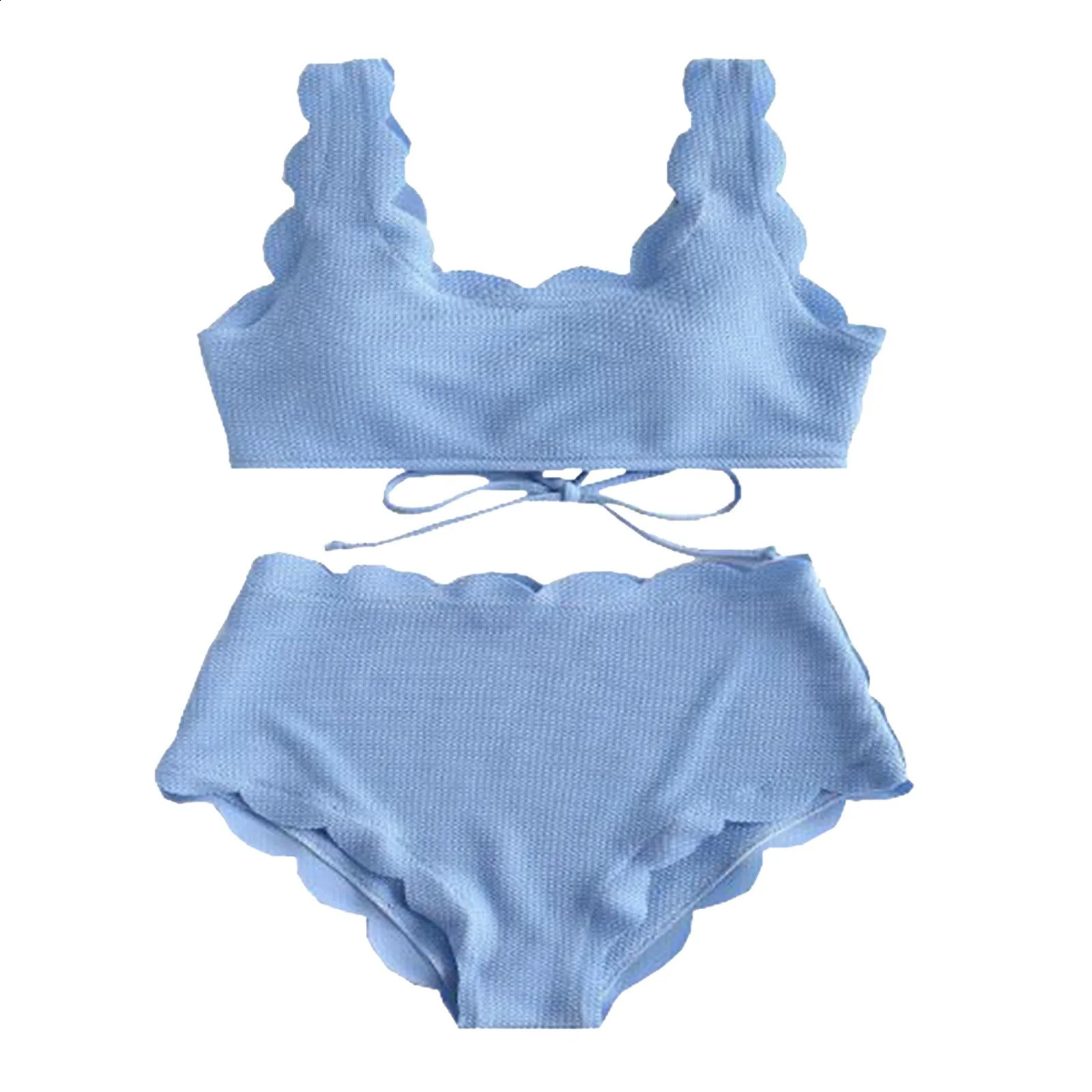 Ladies Solid Two Piece Swimsuit High Waist Bikini Set Fashion Sexy Holiday Party Summer For Fine Womens swimsuit 250227