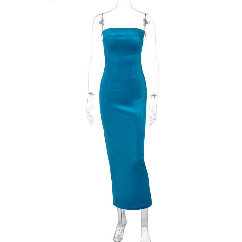 Women's Clothing New Summer New Product Fashionable Temperament Slim Fit Solid Color Strapless Dress