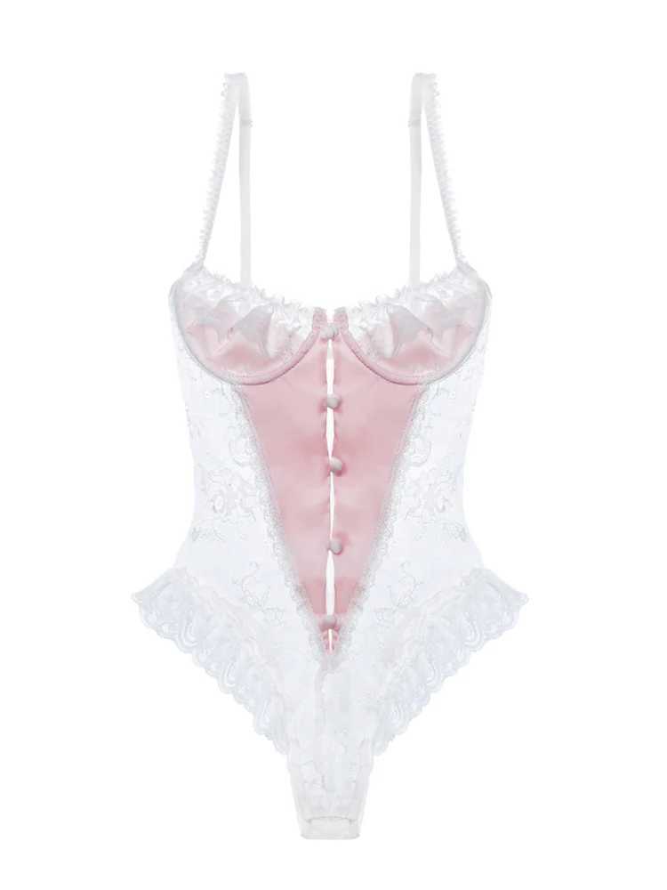 Sexy pure desire style bodysuits semi transparent bodysuits and hollow jumpsuits with steel loops can be worn on the outside of underwearXJ250301