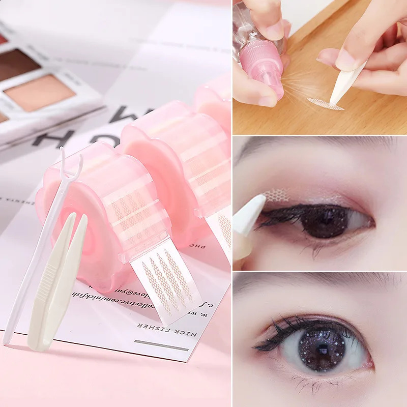 360/600pcs Invisible Double Eyelid Tape Heart Round Roll Mesh Breathable Invisible Double Eyelid Patch Clear Big Eye Beauty Tool 250224