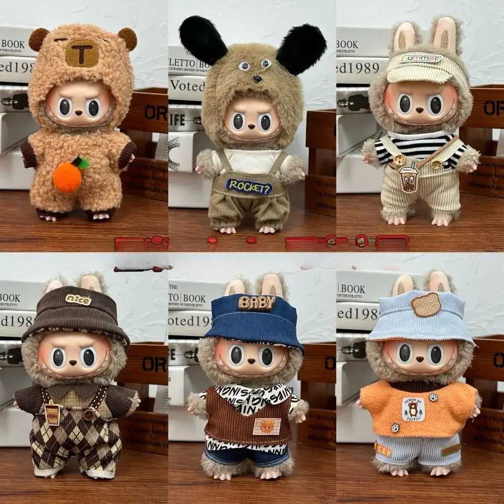 Mini Plush DollS Clothes Outfit Accessories For Korea Kpop Exo 15-17cm Labubu Idol V1 V2 overalls set Clothing GiftXJ250301