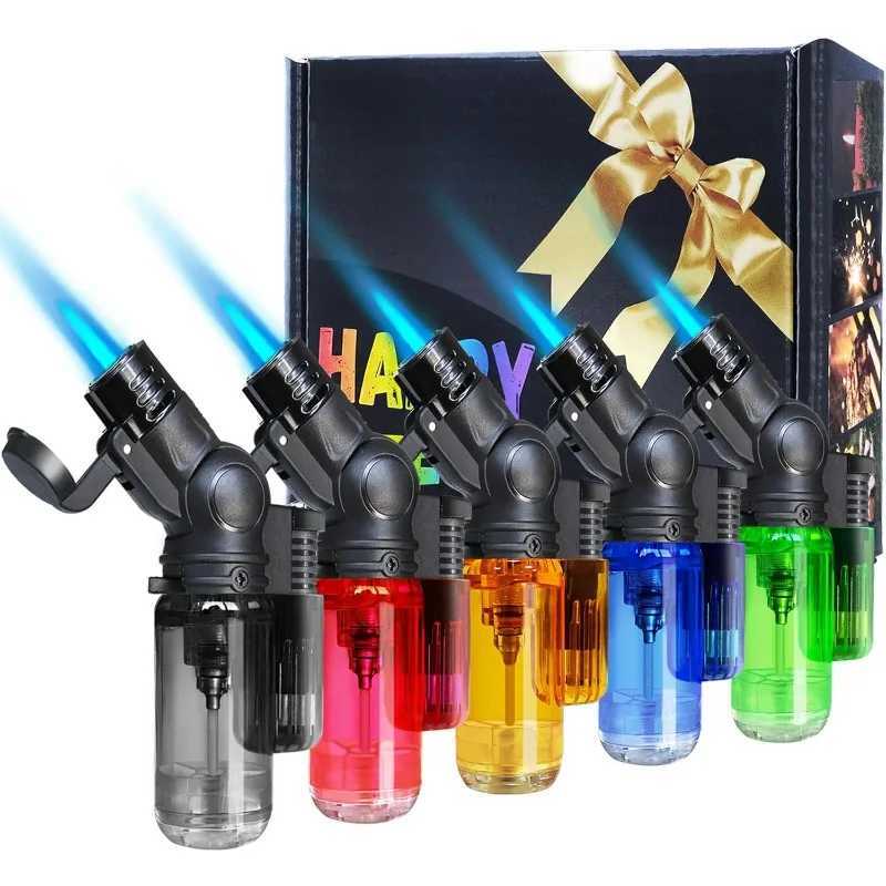 Mini Refillable Butane Lighters Single Jet Flame 45 Rotatable Torch Lighters Windproof Adjustable Butane Gas Lighter X250228