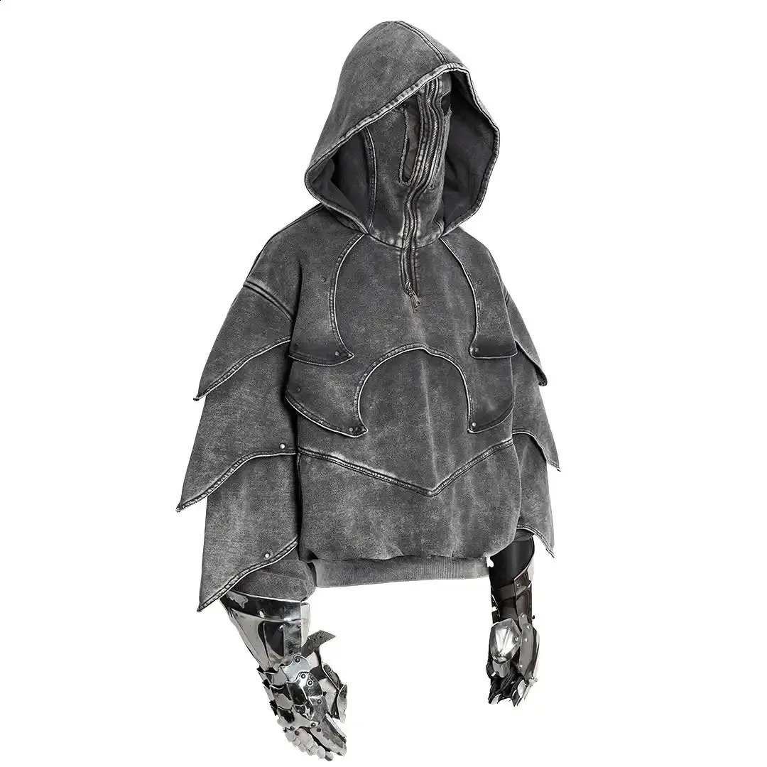 Mens Splicing Hoodie Y2K Gothic Cowboy Floral Retro Trend Unisex Large Casual Hoodie 250225