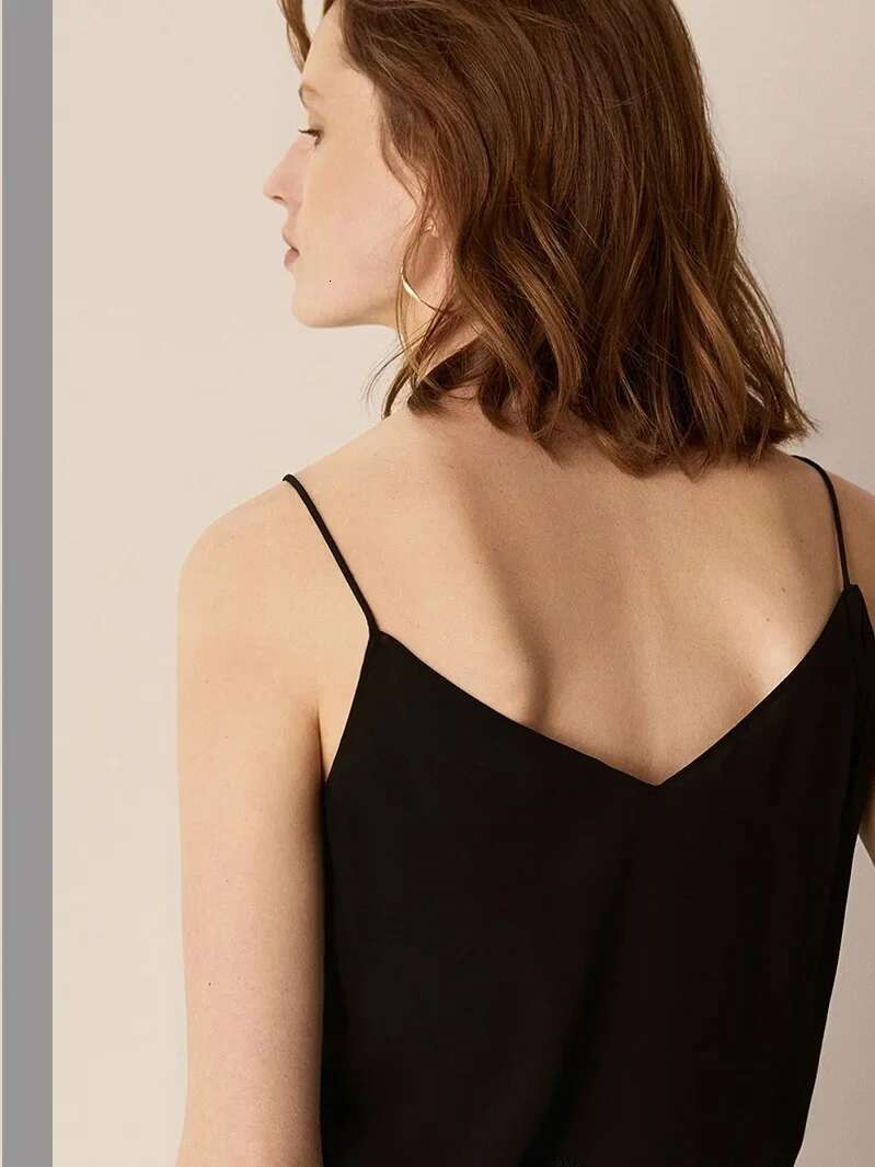 2024 Strap Top Women Halter V Neck Basic White Cami Sleeveless Satin Silk Tank Tops Women'S Summer Camisole