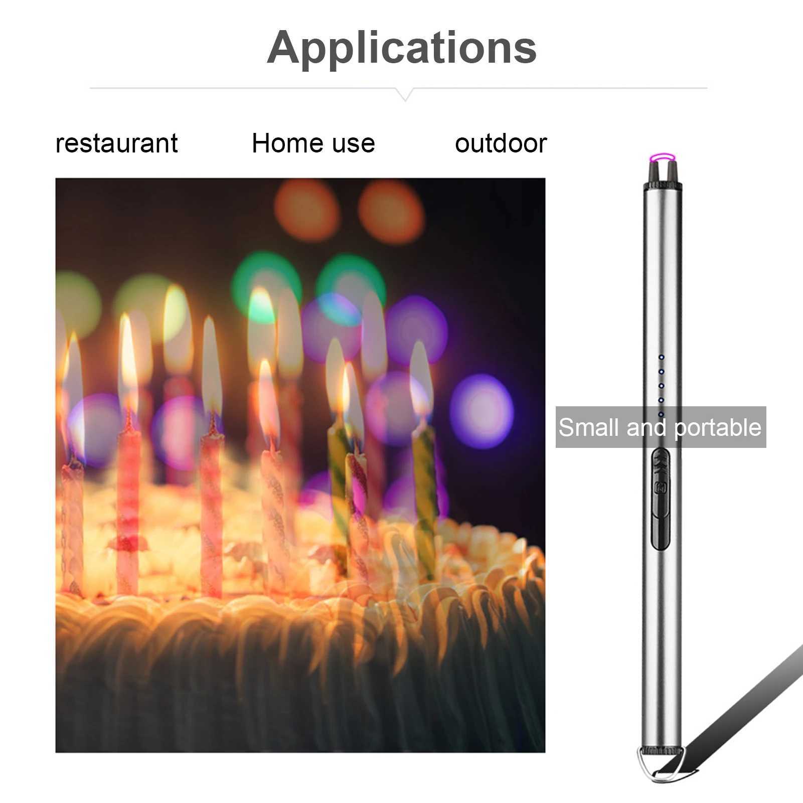 Electric Arc BBQ Lighter USB Rechargeable Lighters Windproof Flameless Plasma Ignition Long Gas Lighter Gas Stove Candle LighterT250301