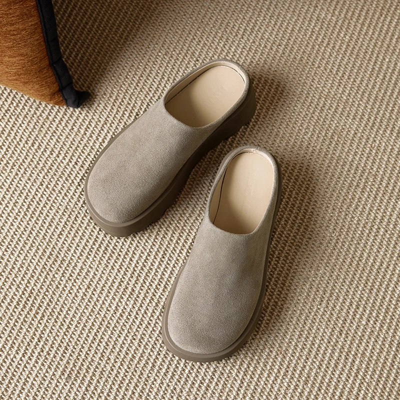 Women's Slippers Thick-soled Mules for Female with Closed Toes Large-size Comfortable Half-slippers for Women
