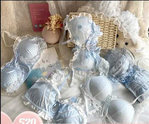 Japanese beauty lolita bra underwear set girl pink bralette cute fresh lolita my melody no steel ring brassiere sweet braletteXJ250301