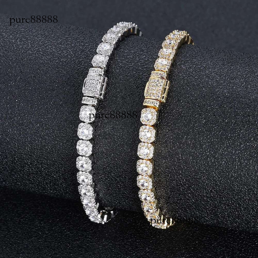 ESKEEM Fashion Jewelry 5mm Iced Tennis White Gold Round Cut Dia Inlaid 5A Zircon Women's Bracelet