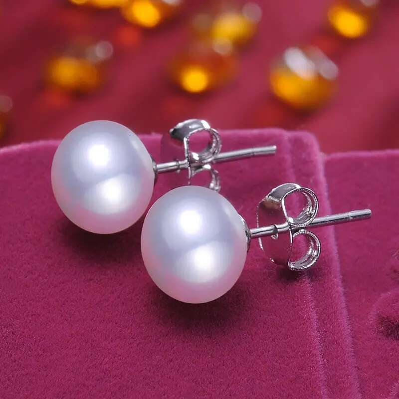 Natural Freshwater Pearl Stud Earrings Real Sterg Sier Earring For Women Jewelry Fashion Gift