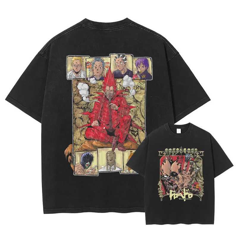 Men's T-Shirts Anime Dorohedoro T-shirt Manga Caiman Extra Large Retro Washed T-shirt Street Clothing Retro DTG Printed Top T-shirt Mens 100% Cot