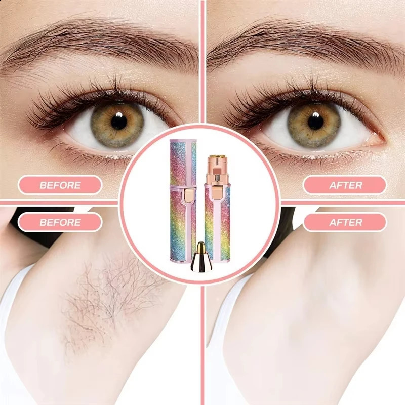 Womens Electric Eyebrow Trimmer Mini Shaver Razors Portable Hair Remover Women Built-in LED Light 250224