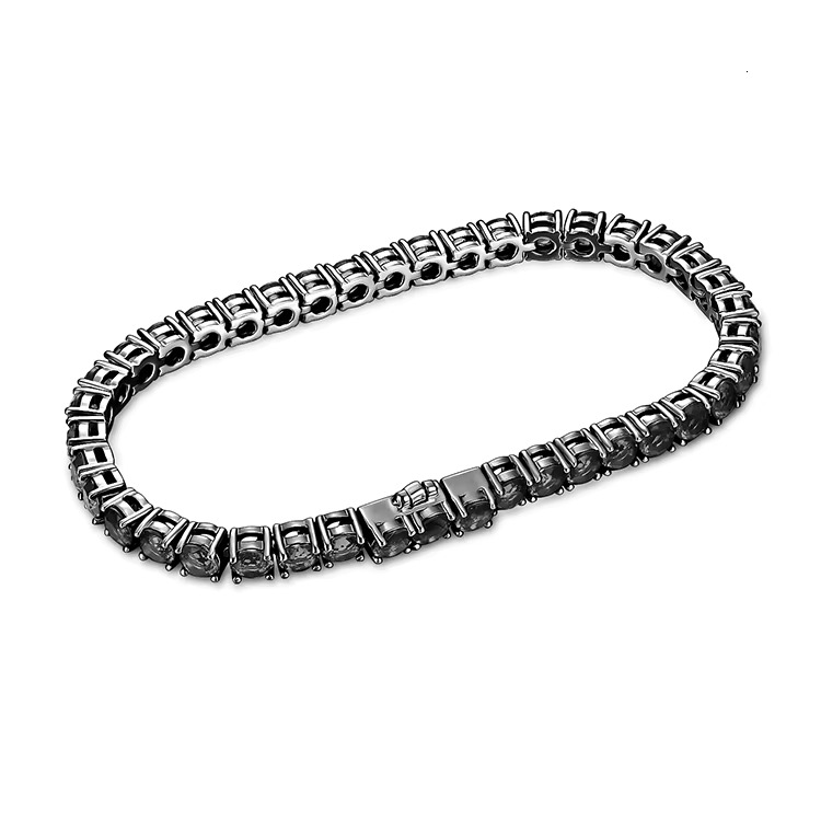 Black Gun Plated Sier Iced Out baguette Cubic Zirconia Cz Tennis Bracelet