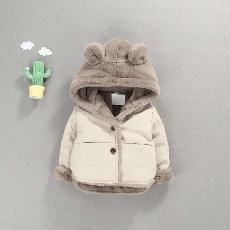 Ddmyshoesvip Autumn Winter Fleece Jacket Cartoon Hooded Plus Veet Infant Boys Coat Newborn Baby Girls Outerwear Toddler Parka