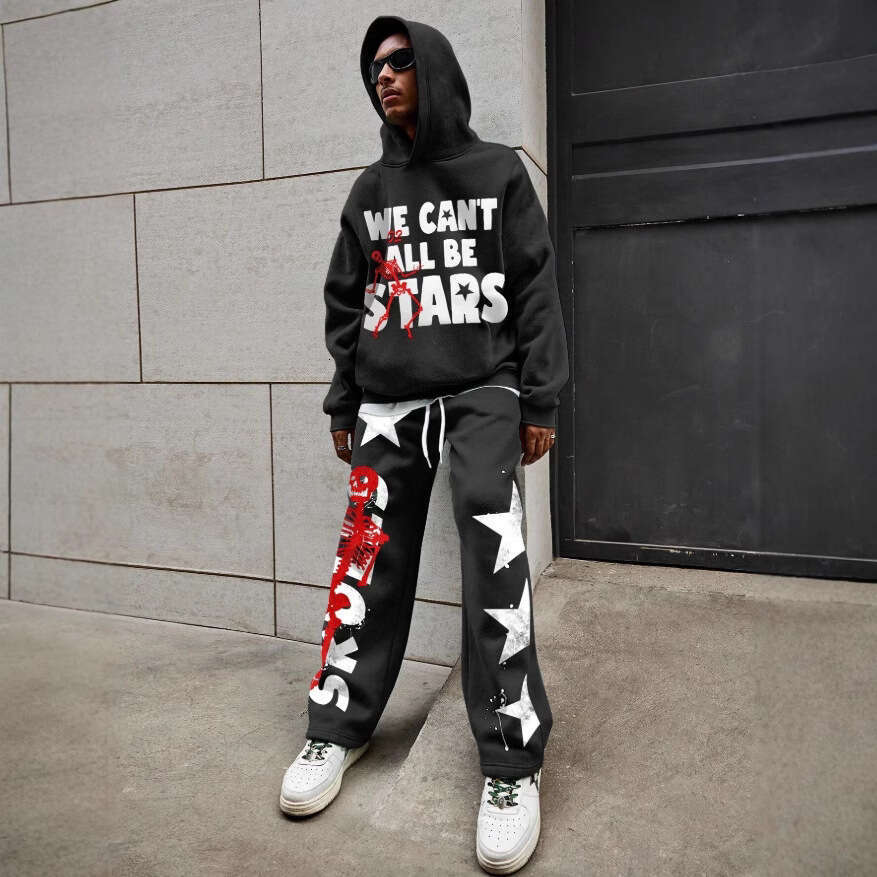 fashion unisex letter skull print rest hoodie trendy pullover gift for man