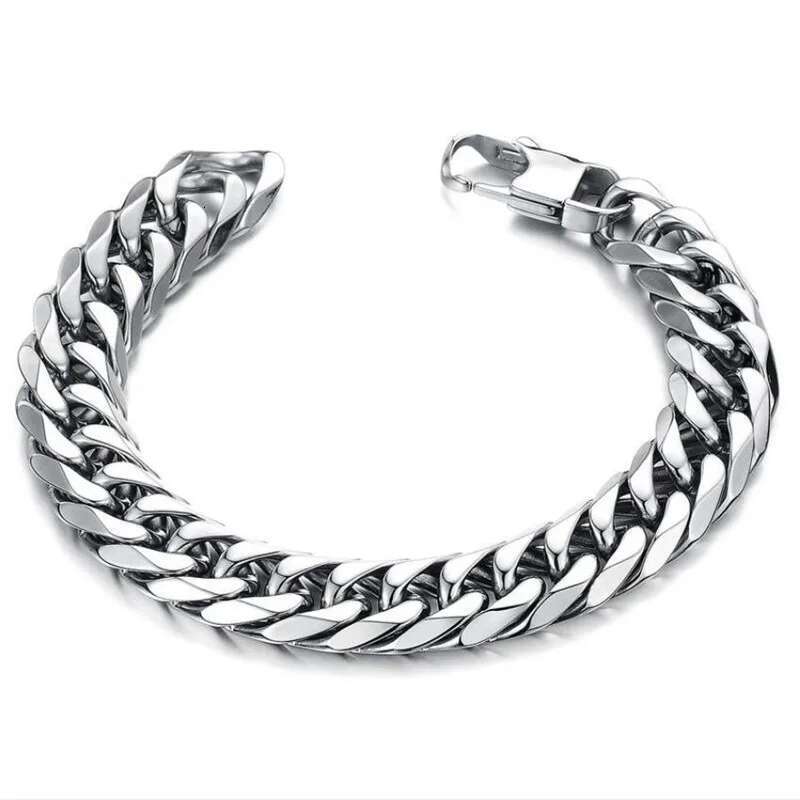 HNSP 8mm-14mm Stainless Steel Bracelet For Men Punk Male Thick Hand Chain Bikes Motorcycle Jewelry Accessories