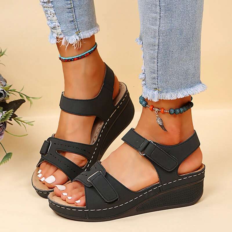 Summer Party Ladies Elegant Sandals Wedge Women's Shoes Retro Female Footwear Sandal Women #ddmykukumalu