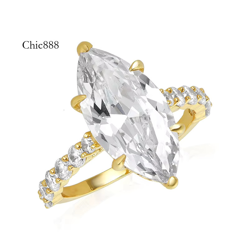 Gemnel Handmade Sterg Sier Fine Jewelry Gems Pure White Gold with Marquise Cut Dia Wedding Band Ring