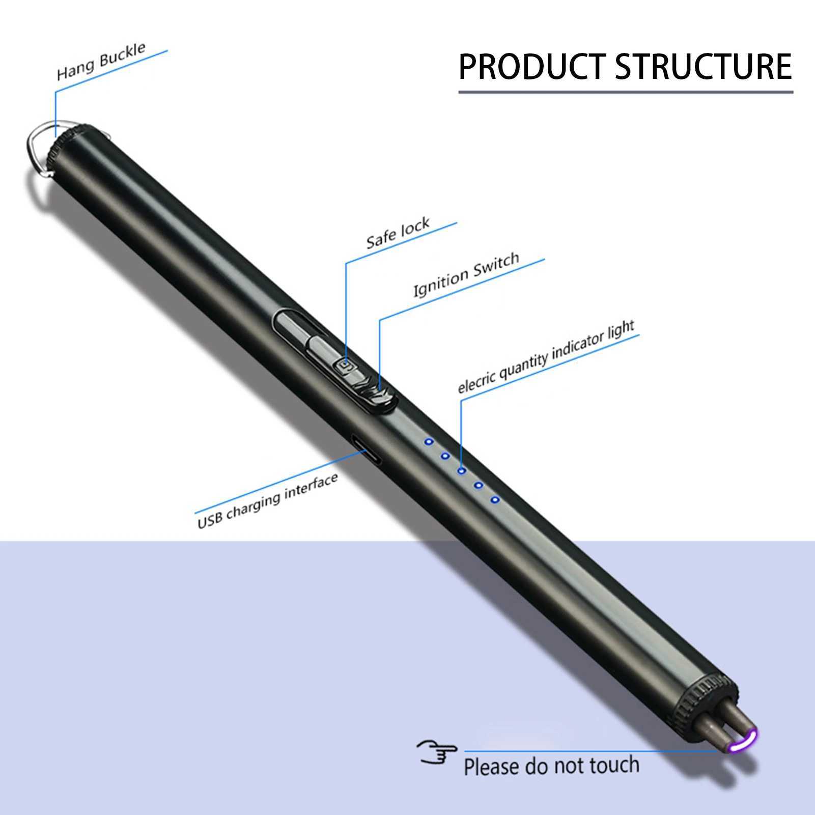 Electric Arc BBQ Lighter USB Rechargeable Lighters Windproof Flameless Plasma Ignition Long Gas Lighter Gas Stove Candle LighterT250301