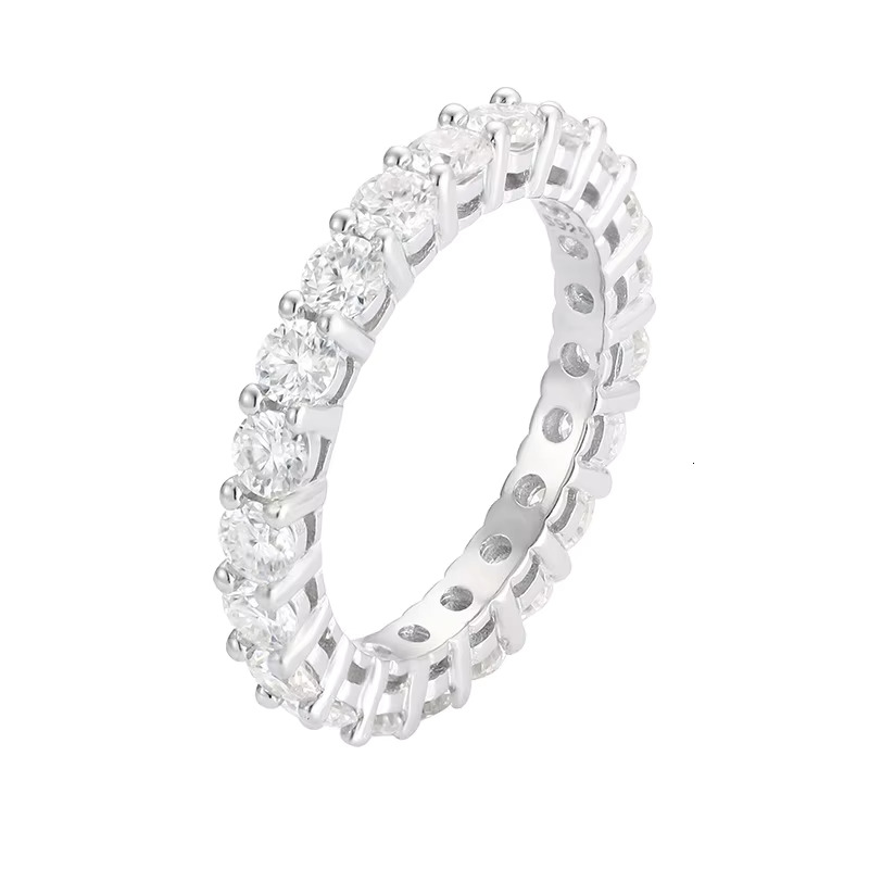 925 Silver Ready to Ship White Gold 18k Gold Plated VVS Certificate 0.3ct 4mm Moissanite Jewelry Round Band Ring for Men Women