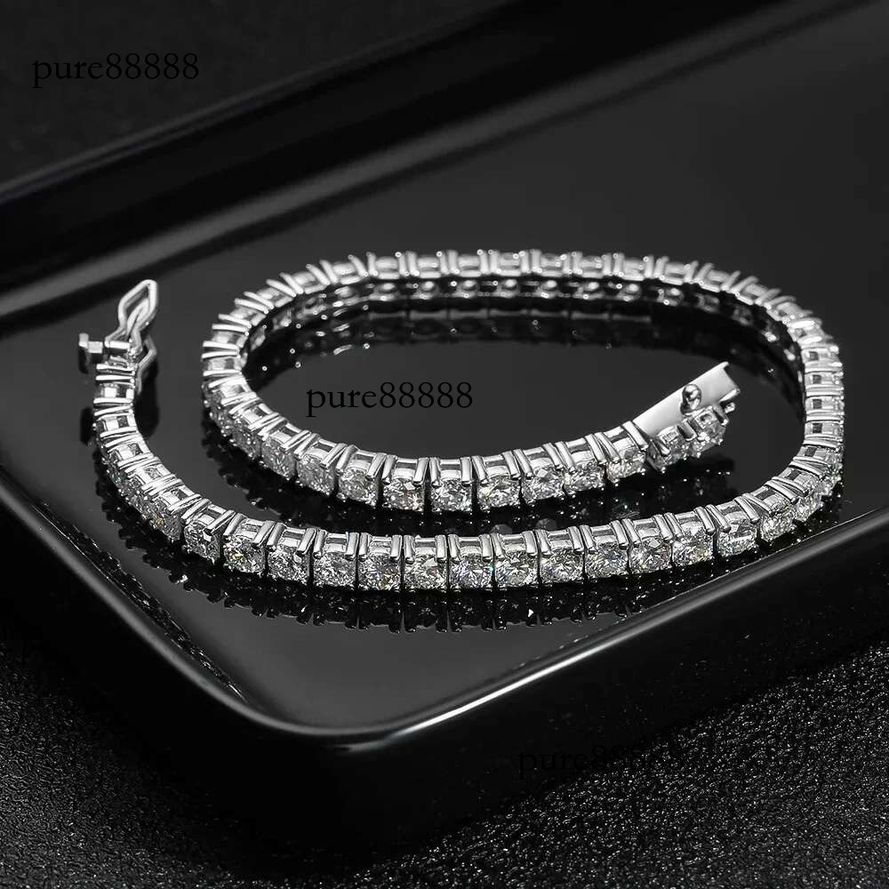 3/4/5MM Moissanite Tennis Bracelet for Women Men White Gold Plated Sterg Sier Certified All Dia Bracelets GRA