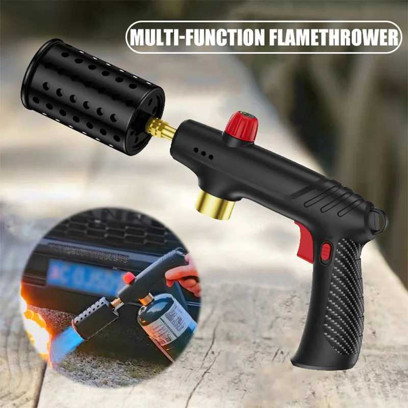Multi-Function Flame Thrower Large Diameter Stainless Steel Flame Thrower Hose Safety Lock Design Propane Gas Tank Outdoor BBQT250301