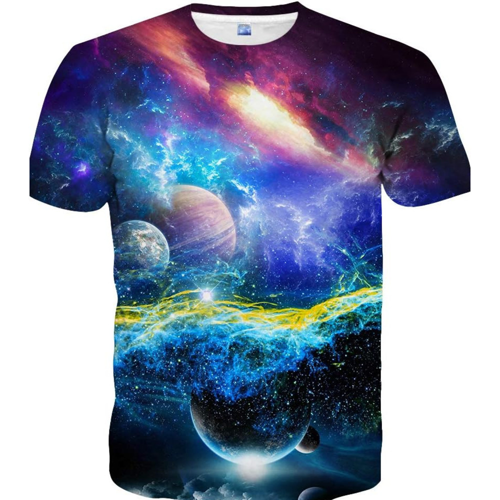 Mens T shirt Unisex 3D Print Shirts Colorful Space Graphic Tees for Men Women Teens tee Casual tops summer clothes starlit sky