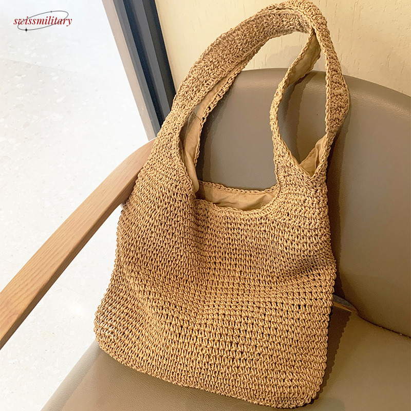 Straw for women 2025 summer vacation beach shoulder bag, forest series handmade woven bag #swissmilitary