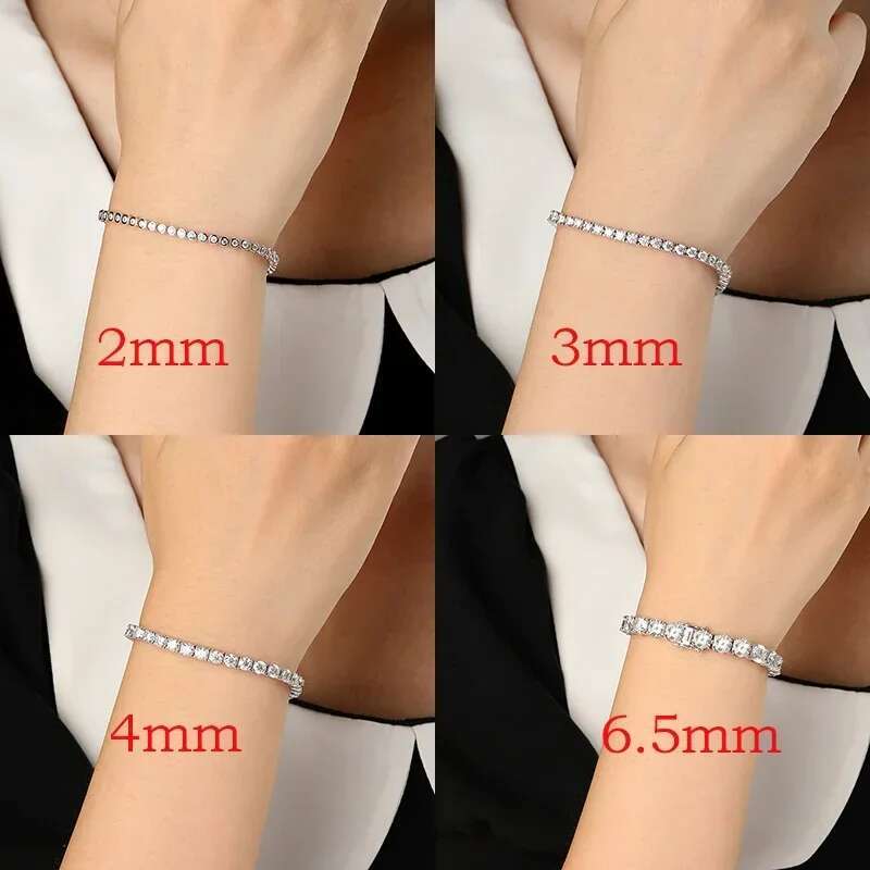 Smyoue 2-6.5mm Real Moissanite Tennis Bracelet for Women Christmas Gift Platinum Plated 100% Sterg Sier Wedding Jewelry