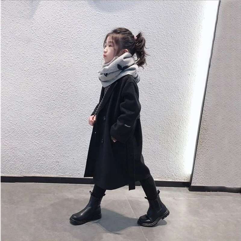 Ddmyshoesvip Teen Girls Woolen Coats Autumn Winter Thick Warm Trench Jackets Years Kids Clothes Fashion Turndown Collar Parka Outerwear