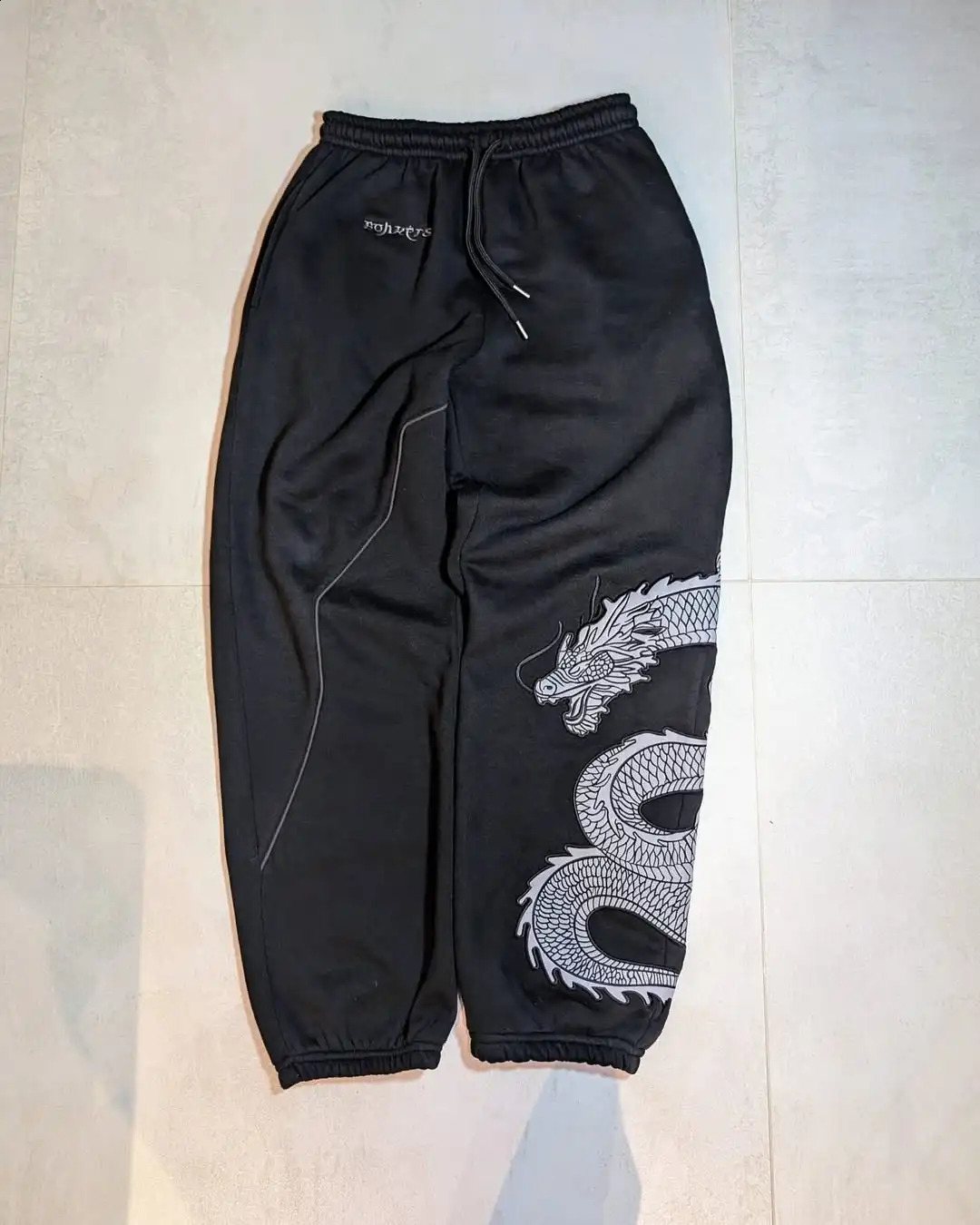 Solid Color Cotton Dragon Pattern Embroidery Y2k Pants Hip Hop Goth Joggers Men Harajuku Casual Baggy Cargo Pants Streetwear 250225