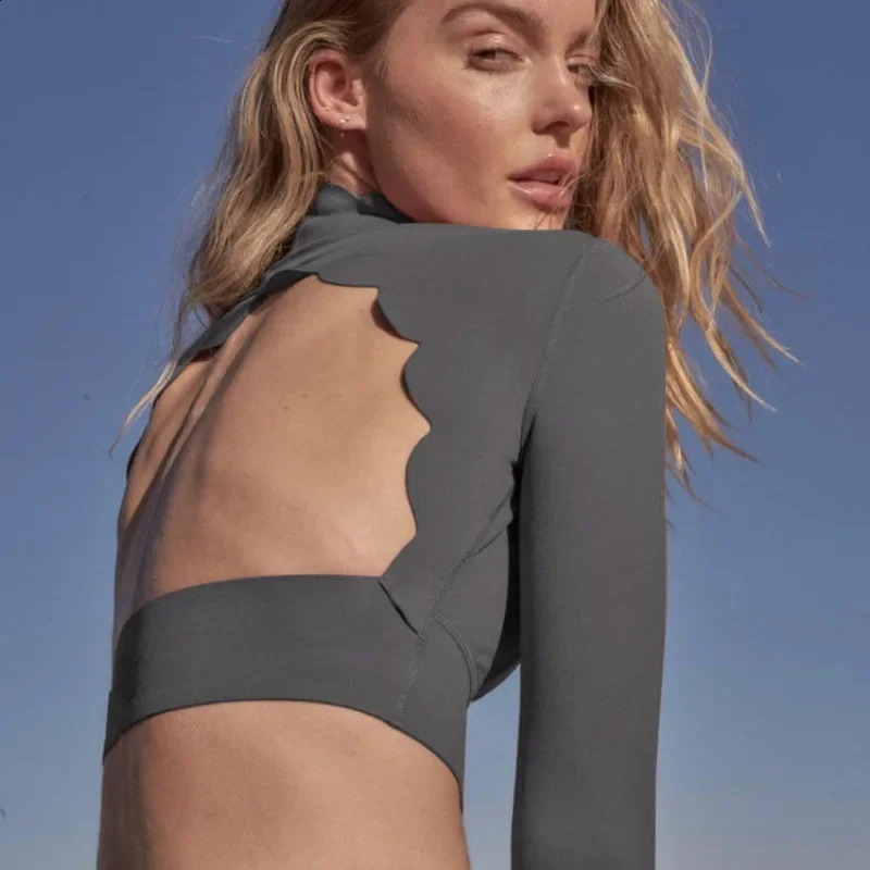 Set Long Sleeved Backless Sexy Fitness Running Womens Sports Top High Waisted Lifting Buttocks Tight Pants European Size 250226