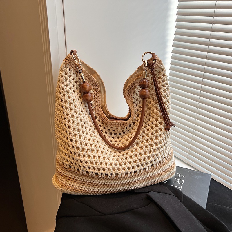 Beach vacation woven women's 2025 summer new commuting shoulder crossbody hollowed out hand-held tote bag #swissmilitary