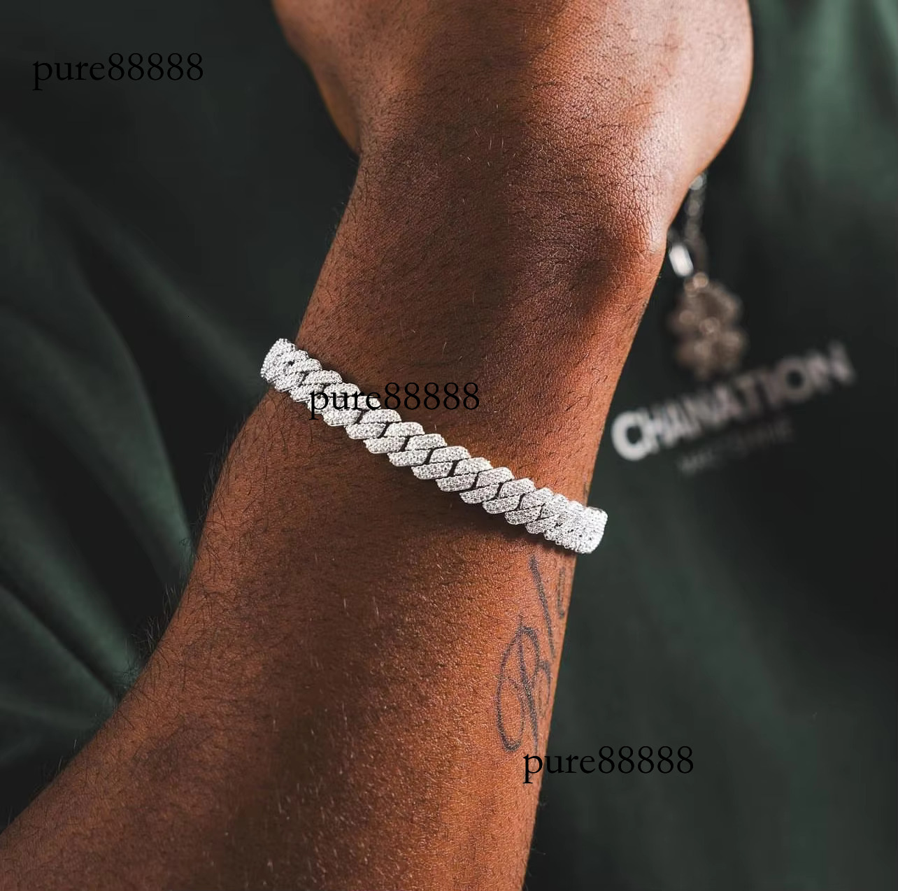 Mossanite Hip Hop Jewelry 8mm-15mm Sterg Sier Pass Dia Tester VVS Moissanite Iced Out Cuban k Bracelet for Mens